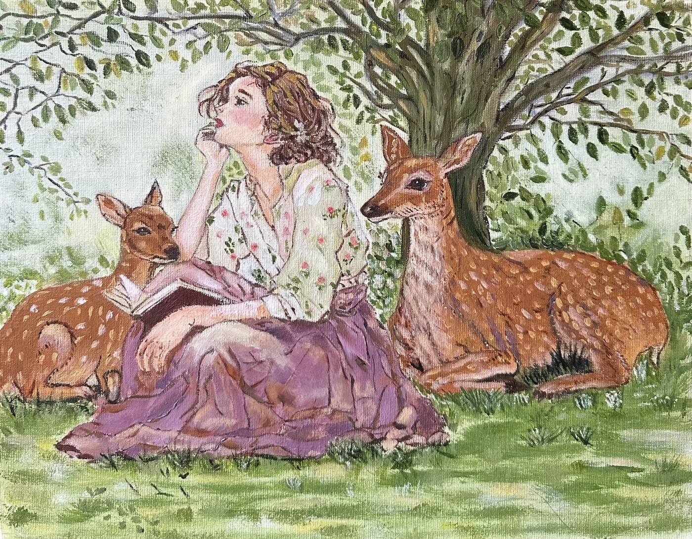 Among the Deer — oil on canvas